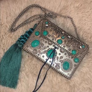 Sam Edelman Turquoise Metal Clutch